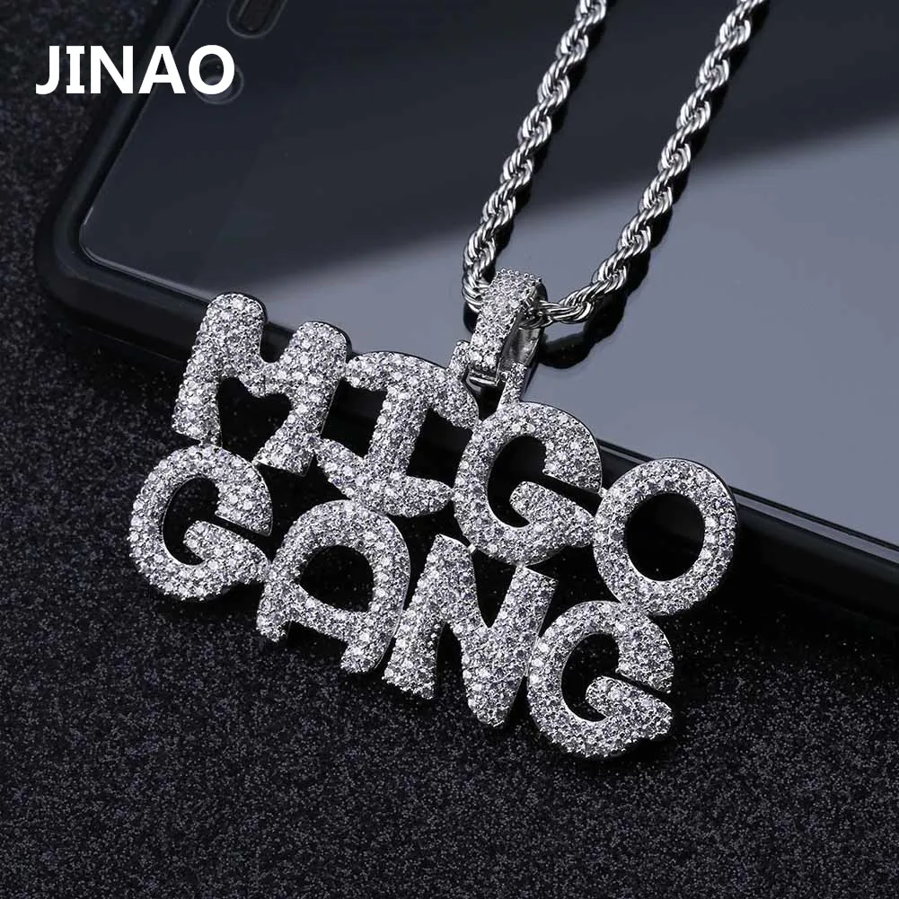 MIGO GANG для мужчин в стиле хип хоп ожерелья с буквой и кулон ювелирные изделия льдом