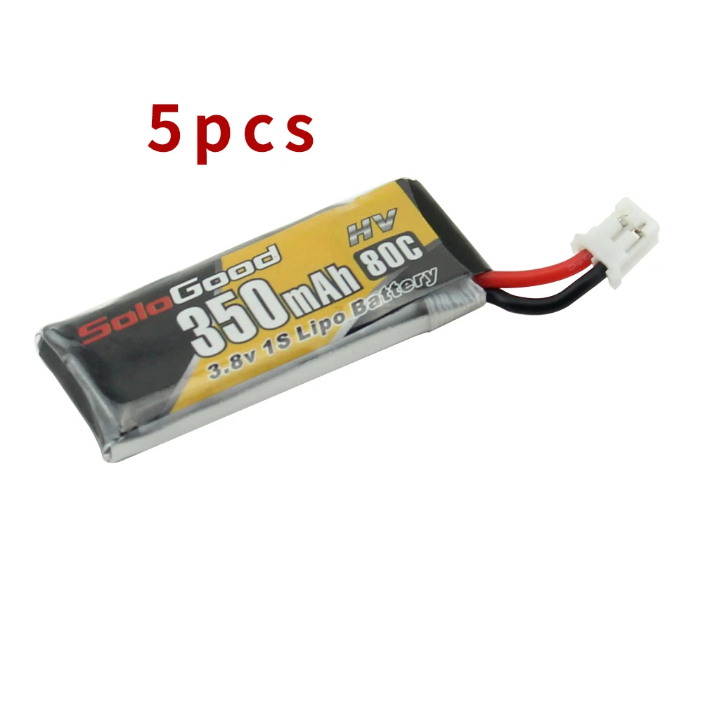 5 шт. SoloGood Lipo батареи 1S 3,8 V 350mAh 80C перезаряжаемые батареи с PH2.0 разъем для внутреннего гоночного дрона игрушки - Цвет: 3.8v 1S 350mah 80C