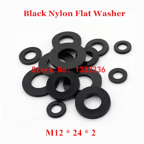 

1000 шт. M12 * 24*2 черная нейлоновая плоская шайба/M12 Пластиковая Изоляция обычное кольцо прокладки с покрытием
