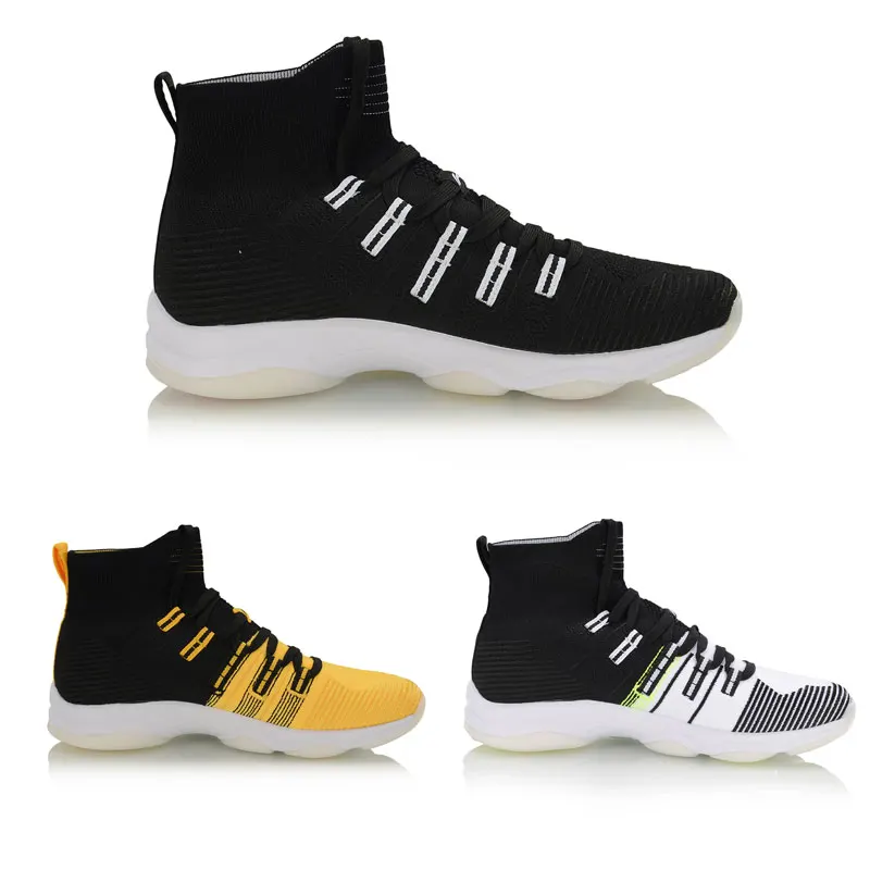 Мужская Спортивная обувь Li Ning дышащие кроссовки из моно-пряжи с высоким вырезом