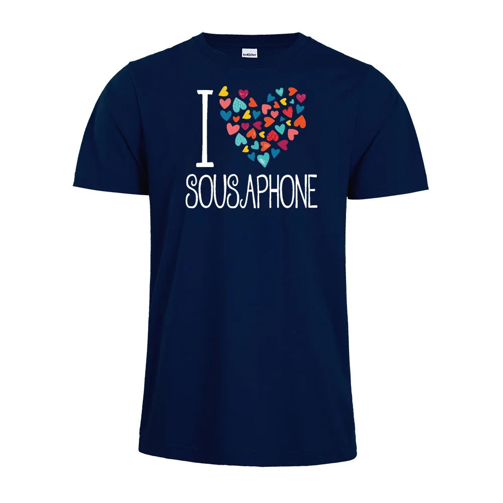 Fashion I love Sousaphone colorful hearts Tshirt Unisex tshirt Instrument Shirt Music Cotton TopTees | Мужская одежда