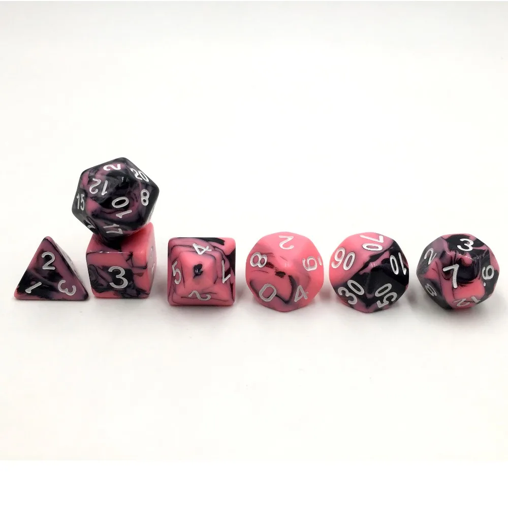 Кости rollooo 7 шт./компл. olyhedral двухцветные кости для игры в игральные DND d4 d6 d8 d10 d % d12