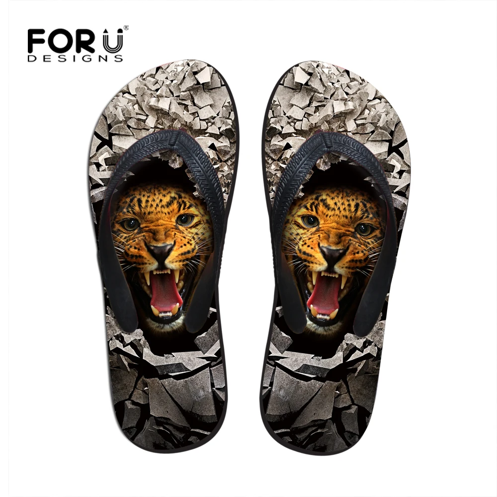 Роскошные летние сандалии мужские вьетнамки с леопардовым принтом