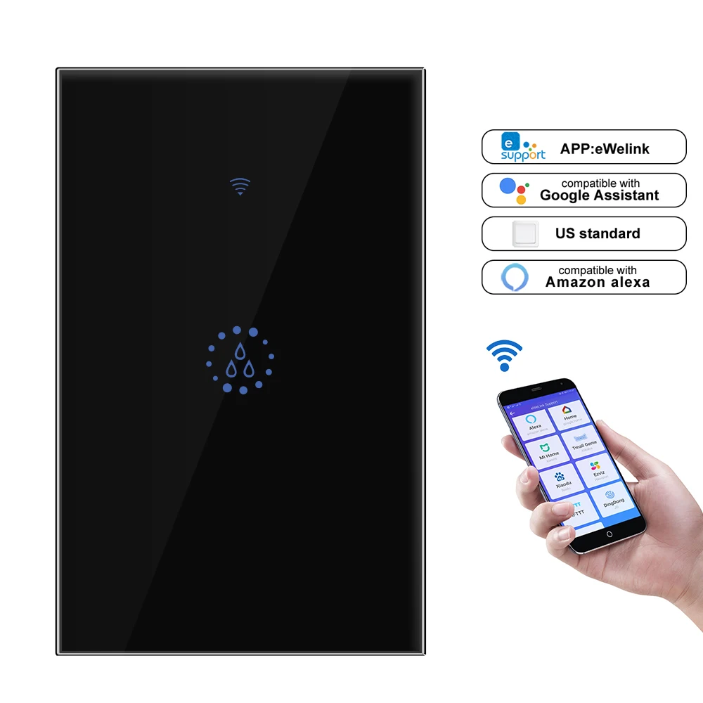 90 V-250 V 20A Высокая мощность Wifi водонагреватель переключатель умный дом гаджеты беспроводной релейный приемник приложение управление с сенсорным пультом дистанционного управления - Цвет: US
