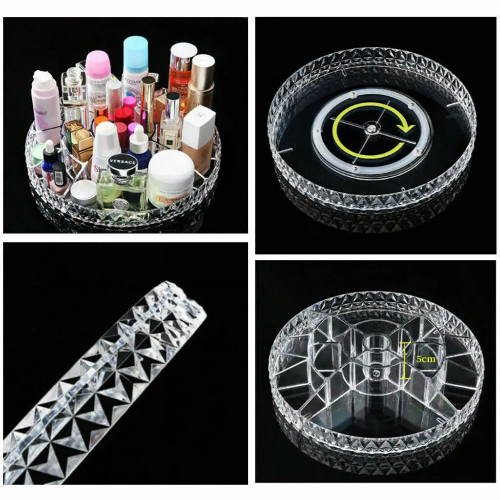 

360-Degree Rotating Makeup Organizer Storage Box Case Cosmetics Jewelry Holder