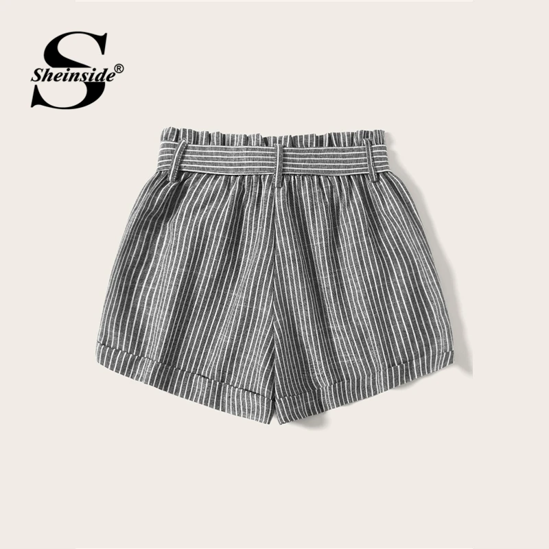 Sheinside, шорты в клетку с завязками на талии, летние прямые шорты для женщин с эластичной резинкой на талии, офисные женские элегантные шорты