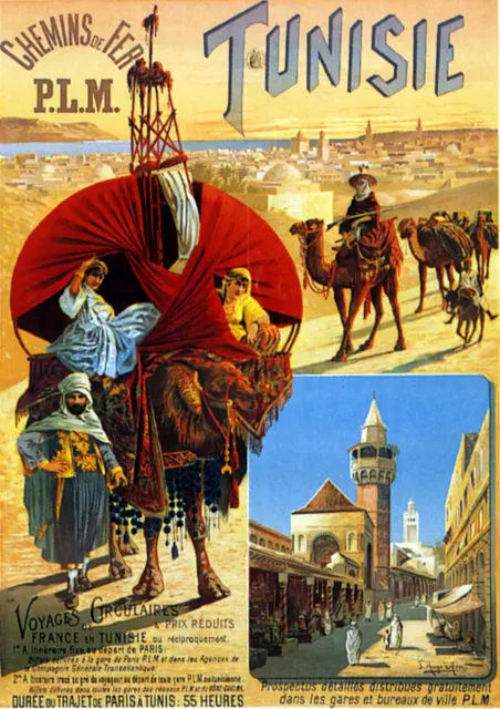 Винтажные африканские туристические плакаты Tunisie P.L.M железная дорога