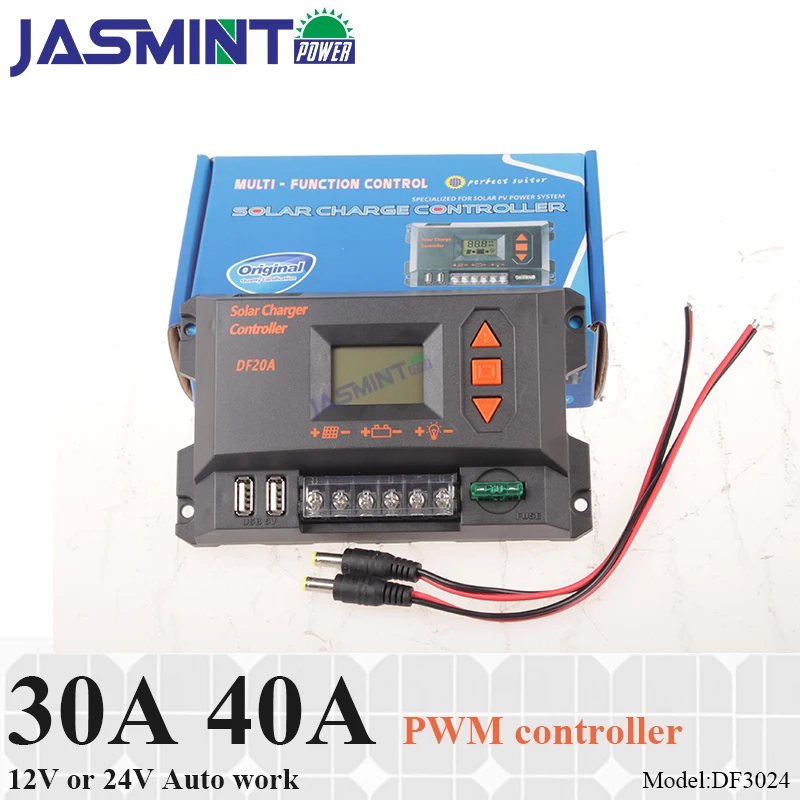 30A 40A 12 V/24 V автоматический контроллер заряда PWM с ЖК дисплеем 5 USBX2 простой