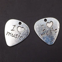 8pcs silver color i love music tags pendants punk necklace bracelet metal accessories diy charms for jewelry crafts making a1516