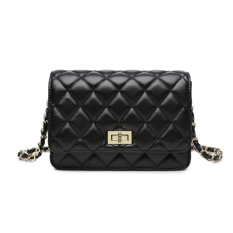 2019 chain bags black women shoulder female purse crossbody plaid handbag quilted sac a main femme leather handbags | Багаж и сумки