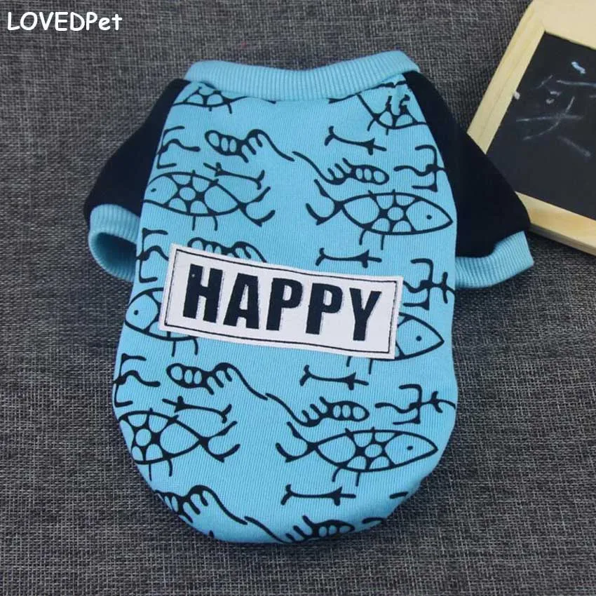 2017 Синяя Одежда для питомцев щенков свитер собак пуловер пальто принт собаки