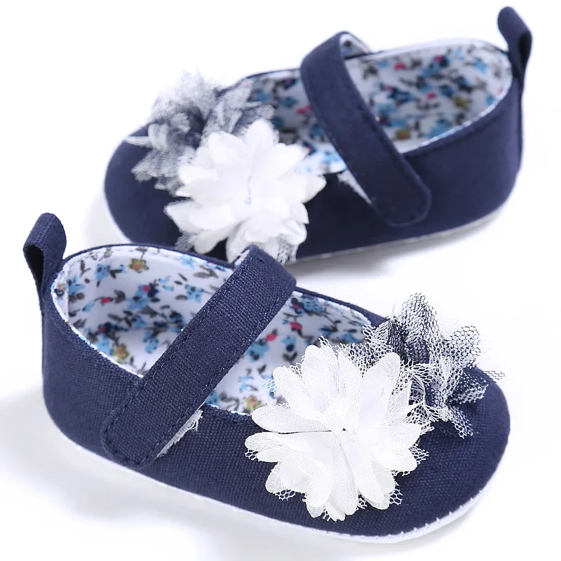 

E&Bainel Toddler Solid Flower Crib Shoes Soft Sole Kid Girls Baby Shoes Prewalker