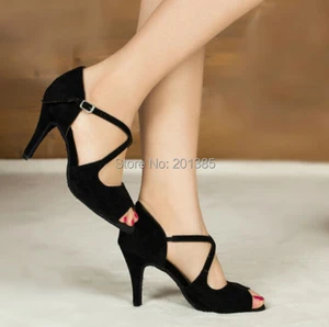 Бесплатная доставка; Оптовая продажа; Женские черные замшевые туфли для латинских танцев; Обувь для бальных танцев; Танцевальная обувь для сальсы; Танцевальная обувь для танго