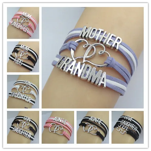 Браслет Infinity со словами &quotLove Grandma&quot Модный браслет для мамы и бабушки С
