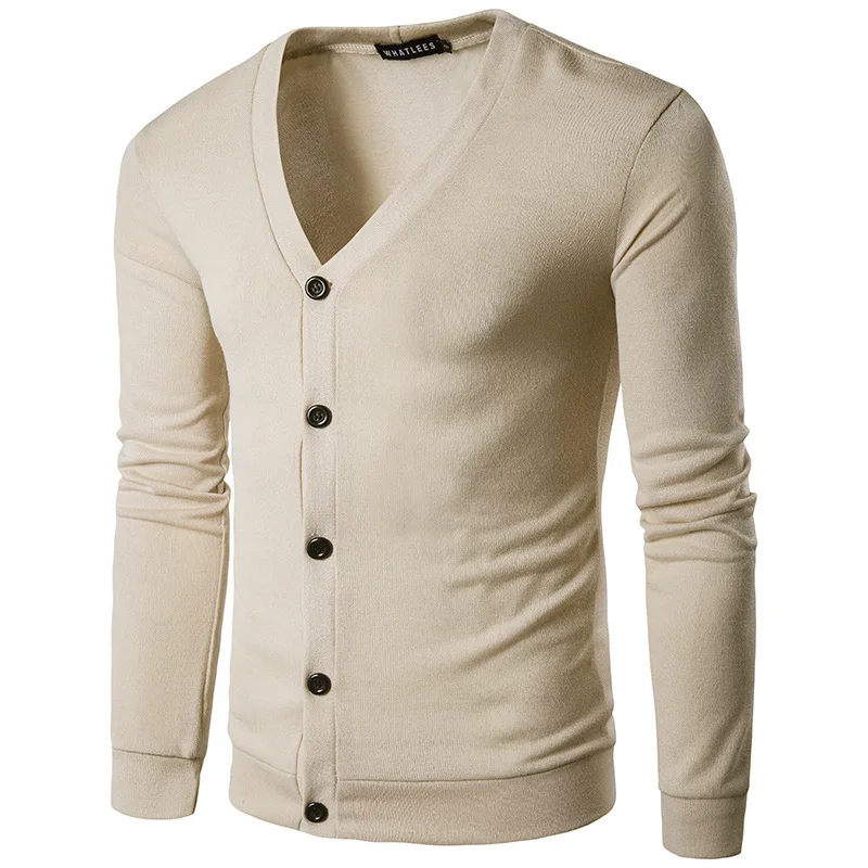 

A new simple men leisure fashion pure color v-neck cardigan knitting sweater