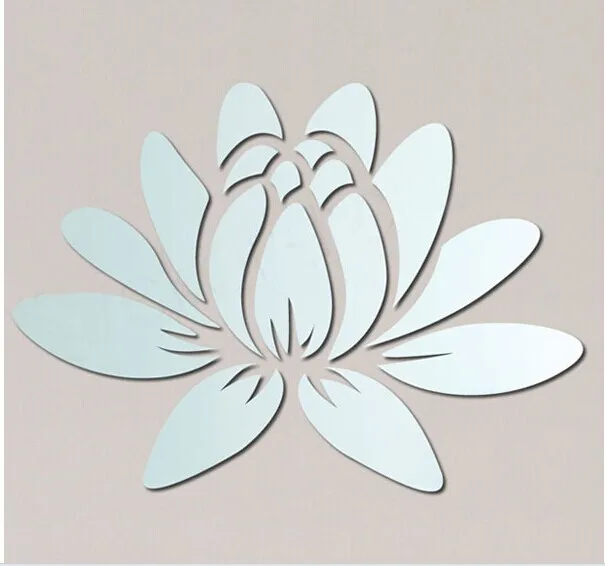 Бесплатная доставка красивая Зеркальная Наклейка на стену в виде лотоса 50x50 см