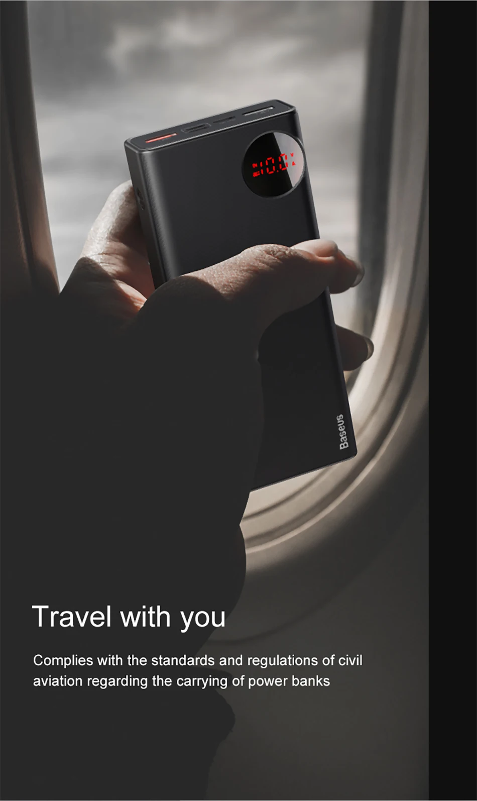 Baseus, 20000 мА/ч, внешний аккумулятор, USB C, PD, быстрая зарядка, 3,0, 20000, повербанк для Xiaomi Mi, 9, портативное Внешнее зарядное устройство, внешний аккумулятор