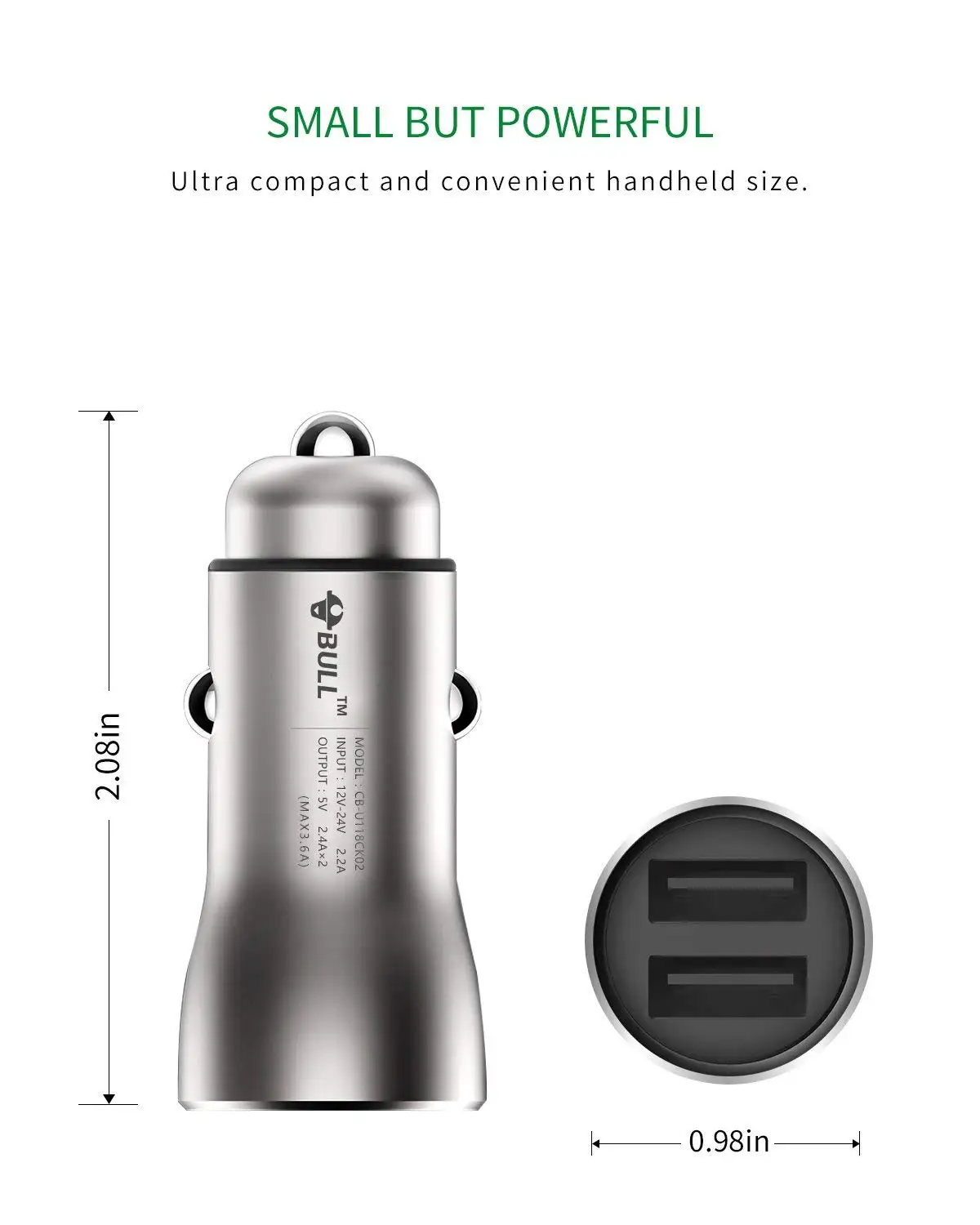 Автомобильное зарядное устройство BULL Brass Dual USB 3.6A/18 Вт умное быстрое и безопасное