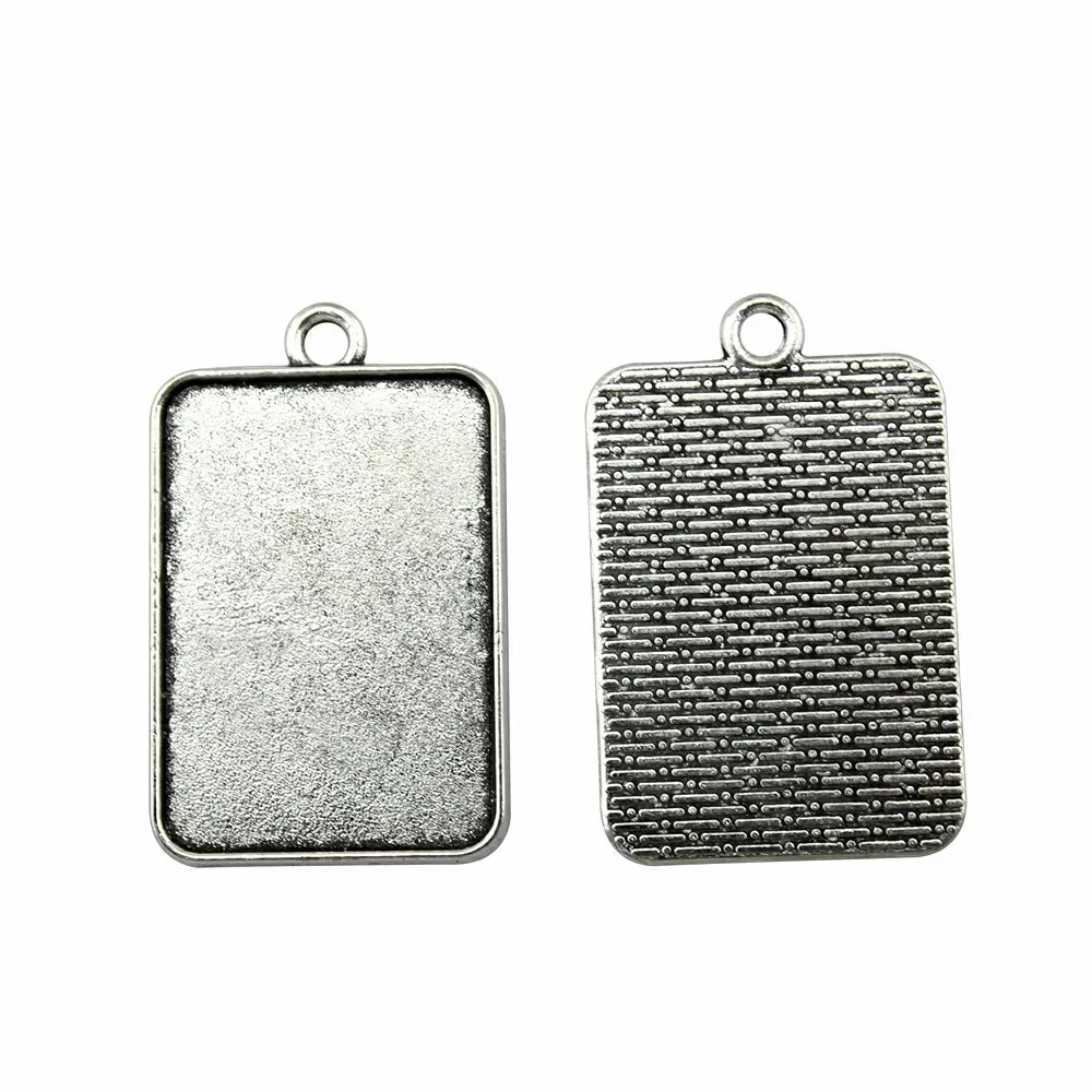 

10pcs Fit 23x33mm Rectangle Glass Cabochon Cabochon Setting Base Antique Silver Color Jewelry Findings For Jewelry Making