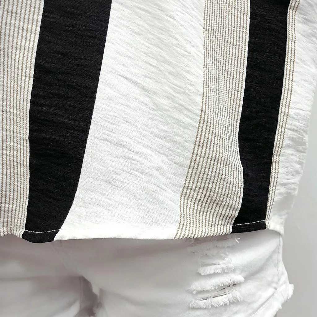 

Plus Size Summer Fashion Striped Buttons Blouse Casual Ladies Loose Tee Tops Female Women's Short Sleeve Shirt Blusas Pullover