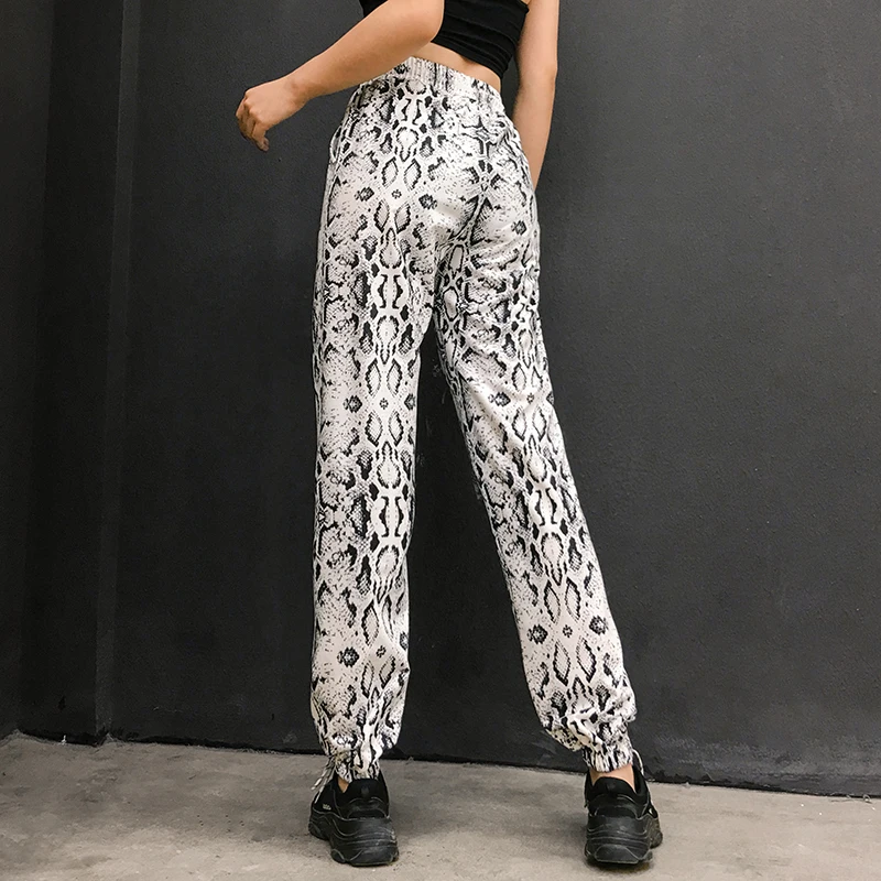 Женские брюки со змеиным принтом Weekeep уличные брюки-карандаш с высокой талией и