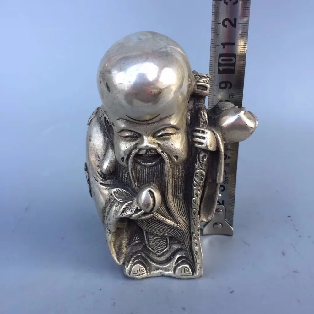 Collection tibet silver handmade longevity god statue Home/office desk decoration Lucky old man sculpture best gift for elder | Дом и сад