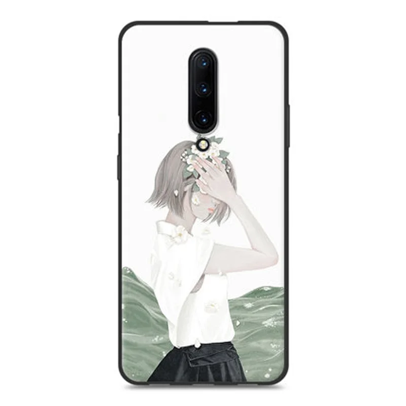 Чехол Fundas для Oneplus 7 pro мягкий силиконовый чехол телефона с цветком девочек 1 +