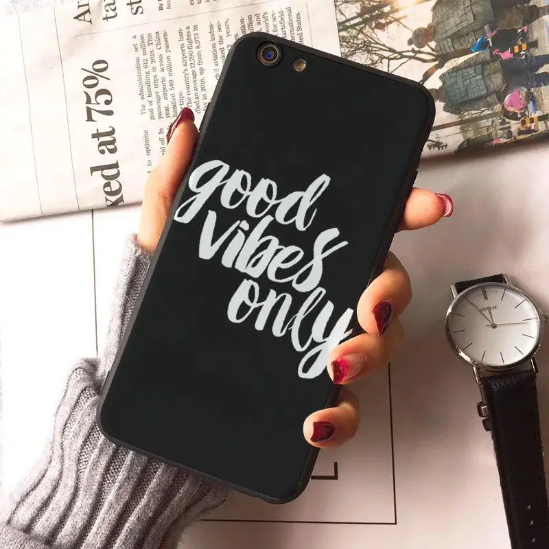 MaiYaCa пословица фраза девиз Good Vibes Только черный ТПУ мягкий резиновый чехол для