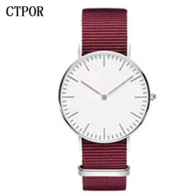 CTPOR Топ мужские часы модные трендовые мужские наручные часы ремешок нейлон Красный Синий Черный Мужские часы Роскошные без логотипа дизайн женские часы бренд - Цвет: 1