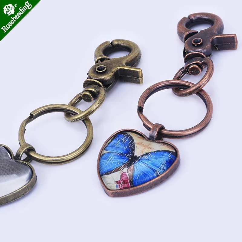 DIY комплекты брелоков 25 мм рамка в форме сердца Кабошон Подвесные лотки с