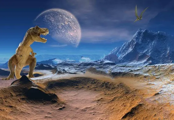 

dinosaur rocky mountain night full moon background High quality Computer print children kids backdrops