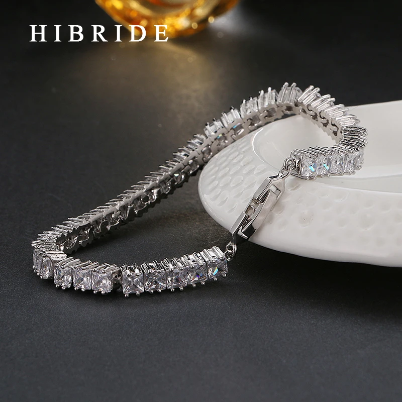 Женский браслет с кубическим цирконием hibrid модный дизайн белый/золотой цвет B