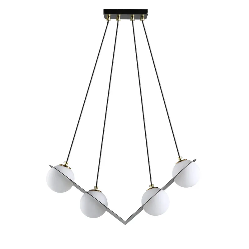 Модный стеклянный шар светодиодная Подвесная лампа Современная с 4