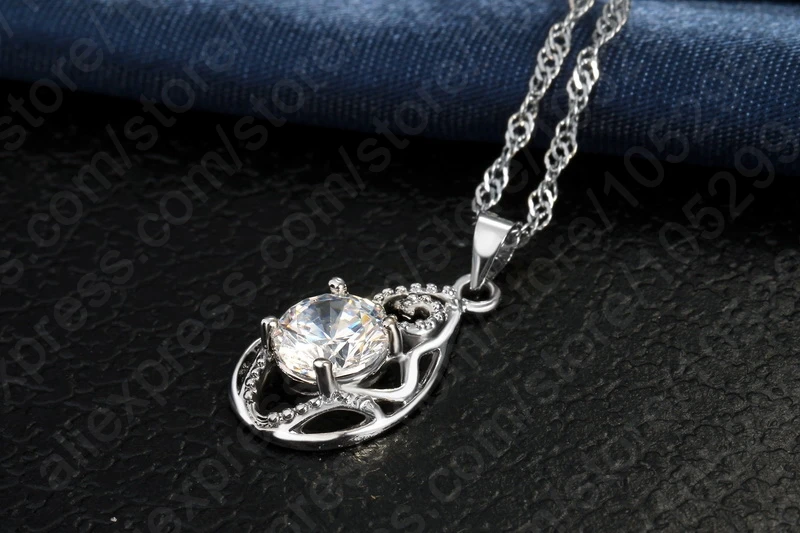 Комплект из колье и серёг серебра 925 пробы с фианитами|bridal wedding jewelry sets|necklace set