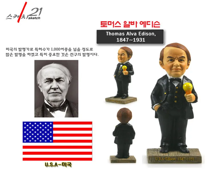 Статуэтка из смолы ручной работы Томас Эдисона фигурка изобретателя