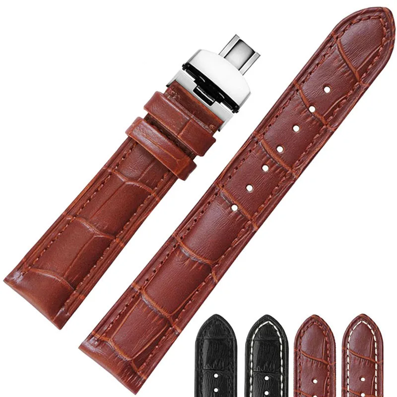 16 18 20mm Black Brown Genuine Leather Watch Strap 22mm Watchband Bracelet 24mm Band for Tissot Tudor Breitling | Наручные часы