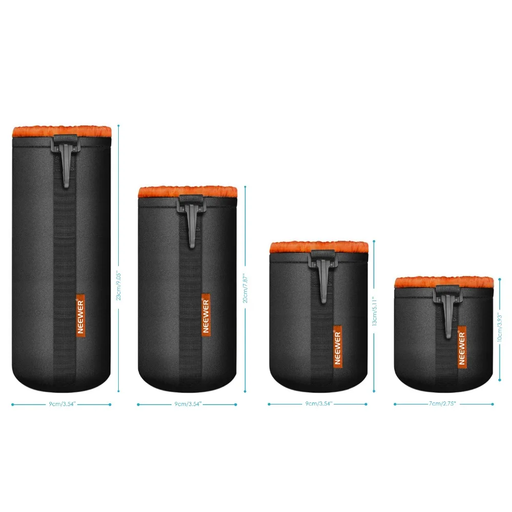 Neewer чехол для объектива камеры(4-Pack, 4-size)-Толстая Защитная сумка для sony, Canon, Nikon, Pentax, Olympus, Panasonic DSLR объектива