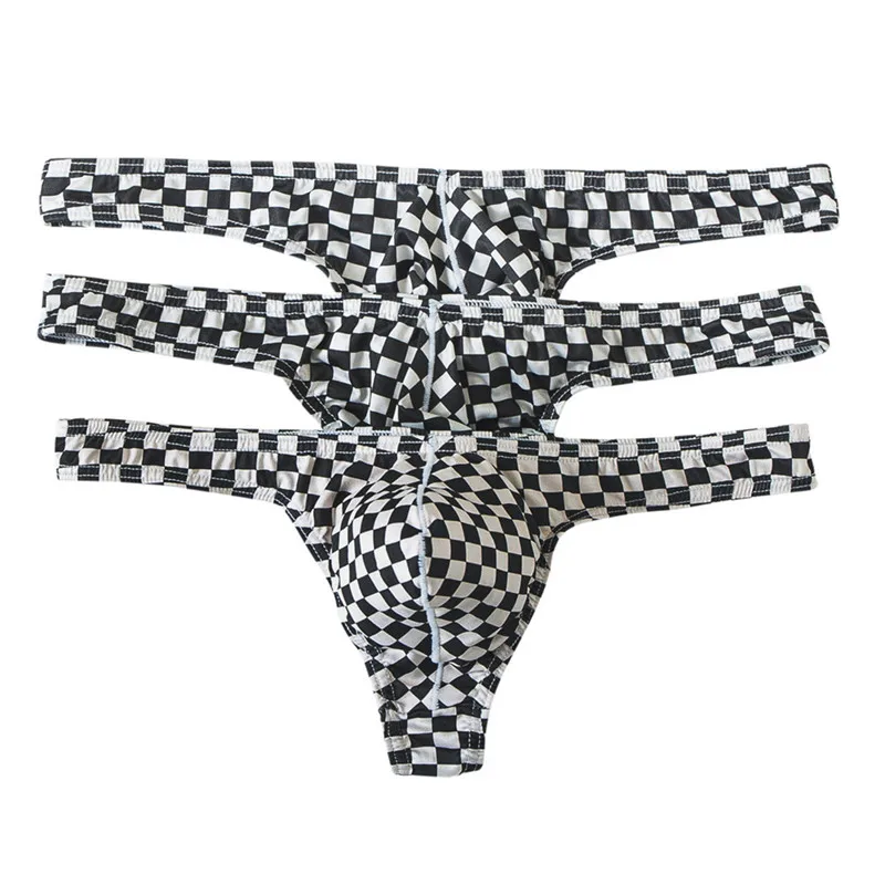 

3PCS Sexy Men Underwear Briefs Cotton Cueca Plaid Shorts Thong Breathable Fitness Underpants Thongs Slip Homme Underwear Briefs