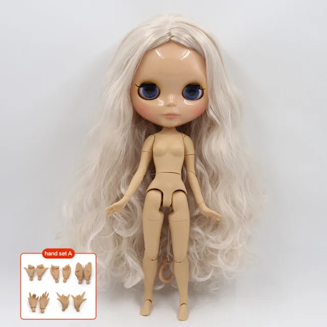 with hand A Ледяная фабрика blyth Кукла № BL340 30 см Индивидуальная голая кукла с матовым лицом темная кожа шарнир тело для 1/6 BJD обувь для кукол - Цвет: with hand A