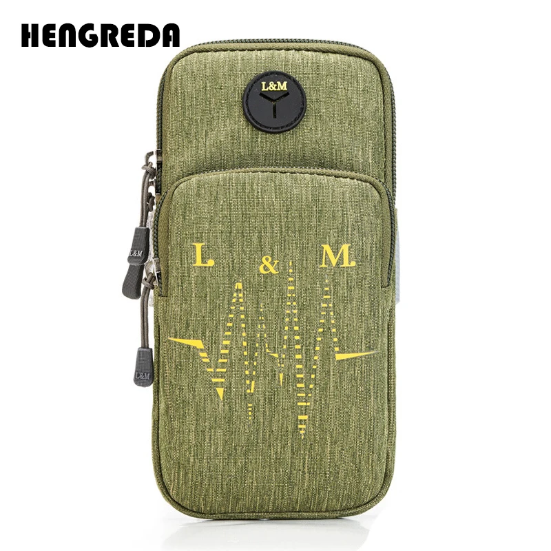 P-Armygreen Новинка Runnng повязка на руку Hengreda эластичный пояс безотказная повязка на руку с отверстием для наушников держатель для телефона всех размеров телефонов - Цвет: P-Armygreen