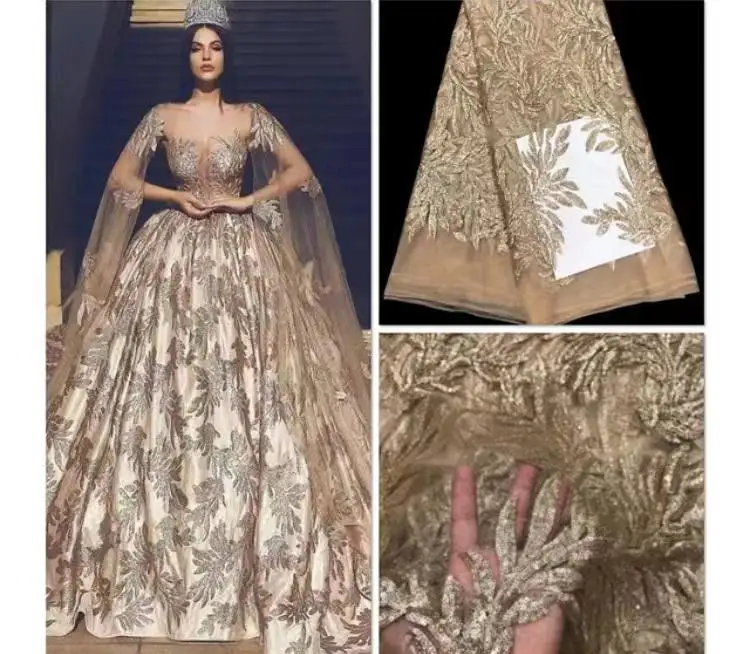 H-79 fashion design sequins embroidered Mesh Tulle fabric Factory price Nigerian lace fabrics | Дом и сад