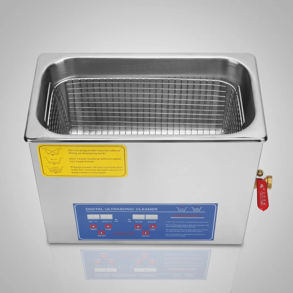 

6 L Heated Ultrasonic Cleaner with Digital Timer 200W 6 L Stainless Steel