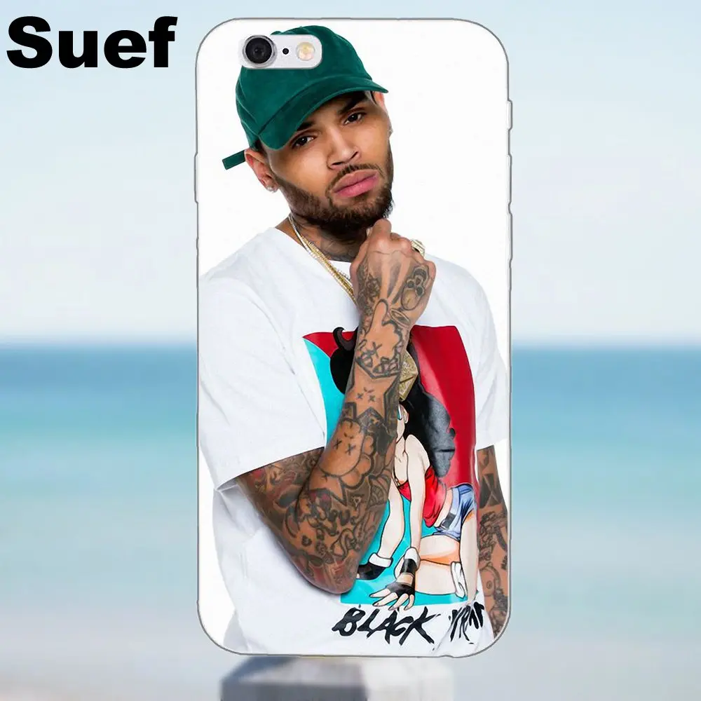 ТПУ мобильный телефон певица Криса коричневый Breezy Rnb для iPhone 4 4S 5 5S 5C SE 6 6S 7 8 Plus X Galaxy