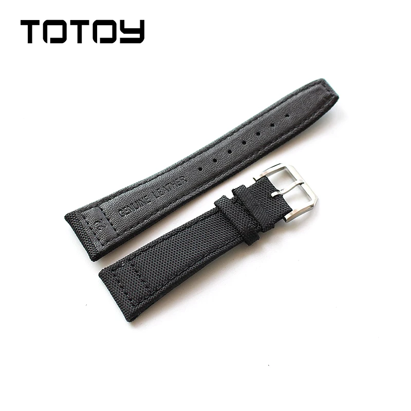 Ремешки для часов TOTOY из парусины и кожи Мягкие Кожаные наручных 20 мм 21 22 подходят