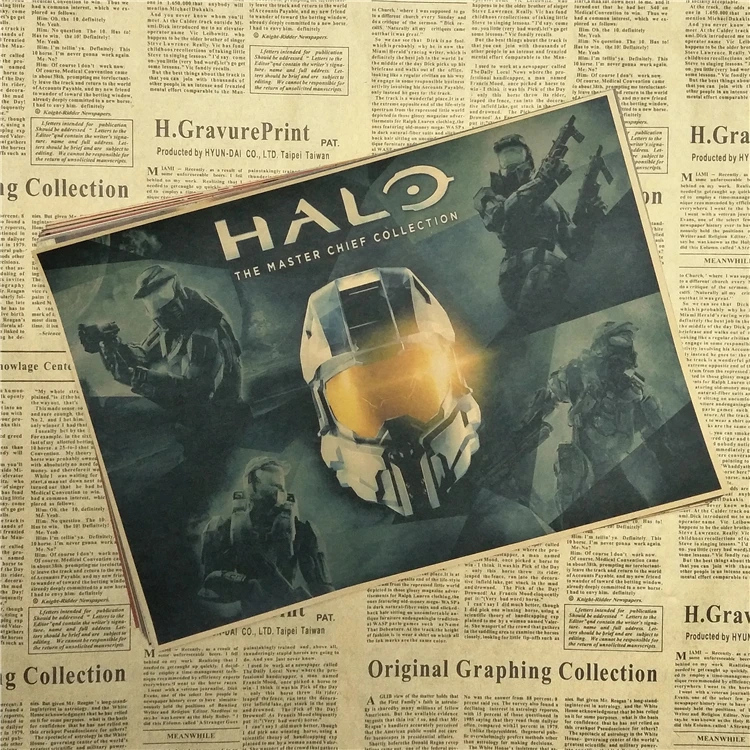 Винтажный основной плакат из крафт-бумаги HALO 4 5 guardions печатные видеоигры картинки