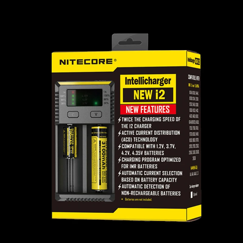 Новинка версия 1 шт. Nitecore Батарея Зарядное устройство для 16340 10440 AA AAA 14500 18650 26650 Батарея Зарядное устройство Nitecore I2 Зарядное устройство