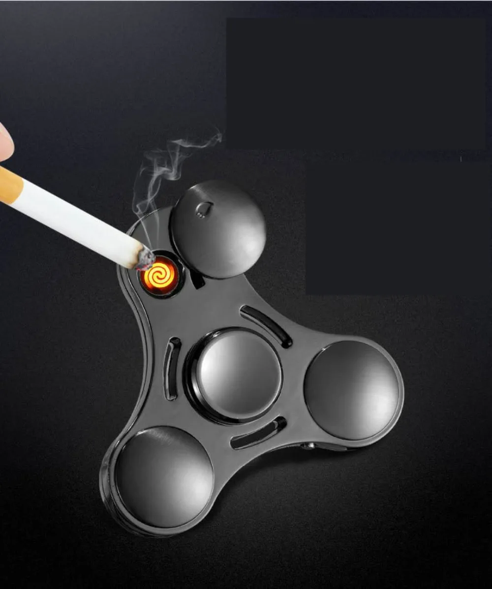 USB Зажигалка три листа fingertip зажигалка с гироскопом Металл ветрозащитный
