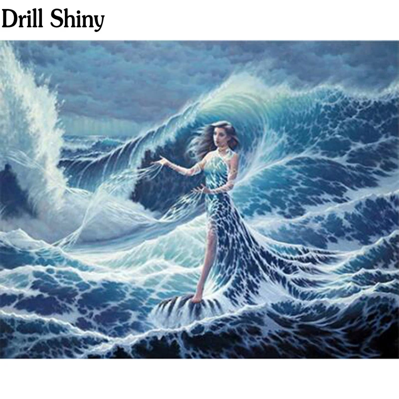 5D Full round Diamond Embroidery Waves fairy Home Decor Mosaic Painting Cross Stitch Needlework fc980 | Дом и сад