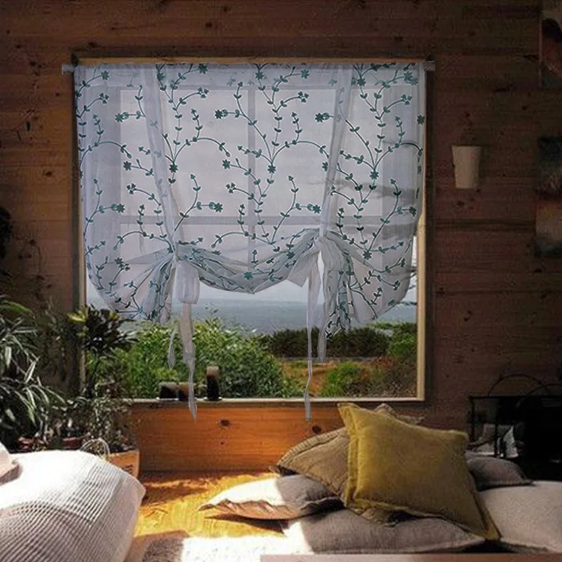 Белая прозрачная занавеска s спальни окна залива римская кухонная дверь