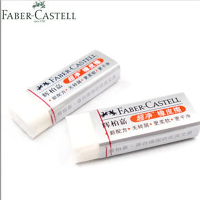 4 шт. ластик для карандашей Faber Castell белая мягкая резина 12*22*62 мм супер чистый Schoole и
